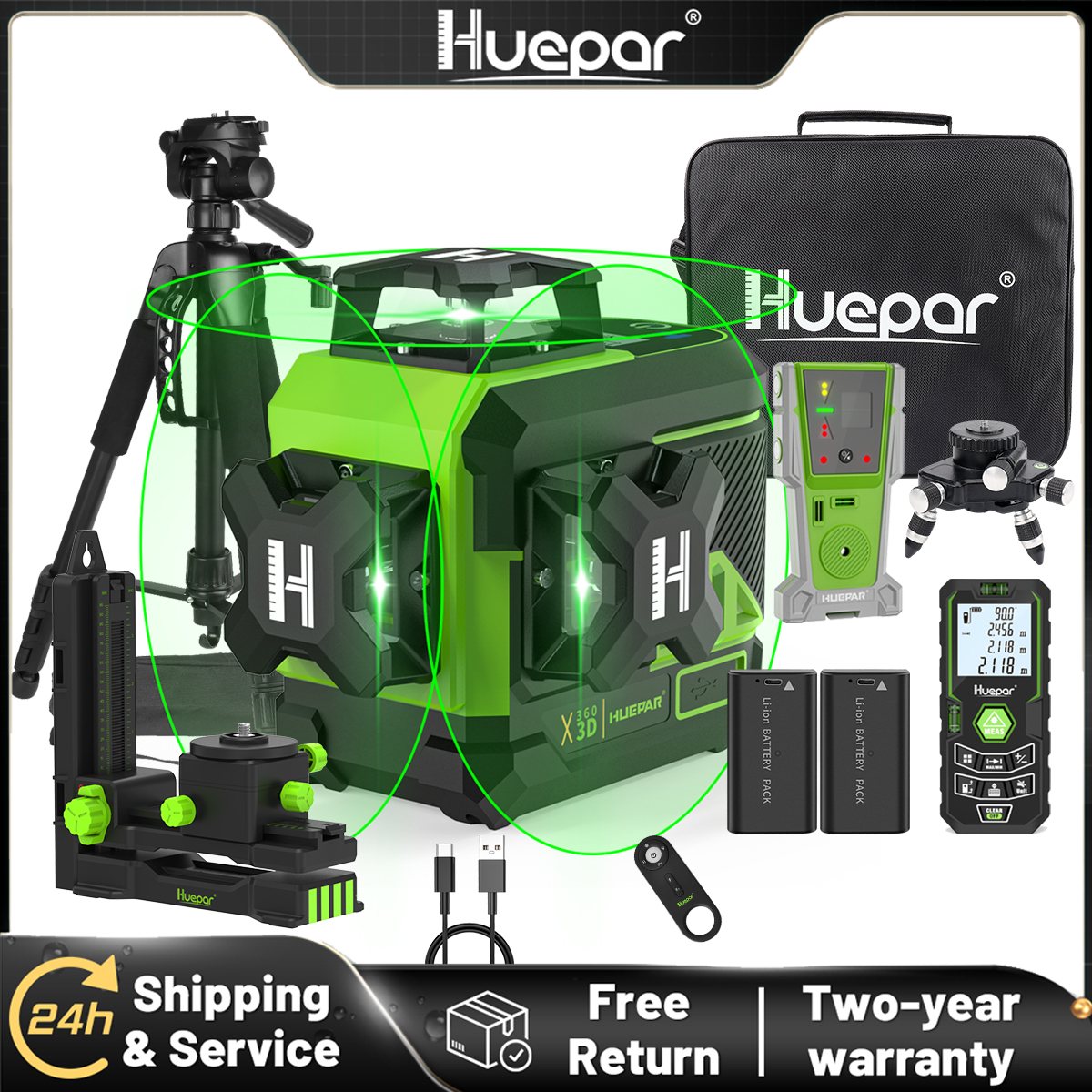 Industrial Laser Line - Huepar 3D Cross Line Laser Level