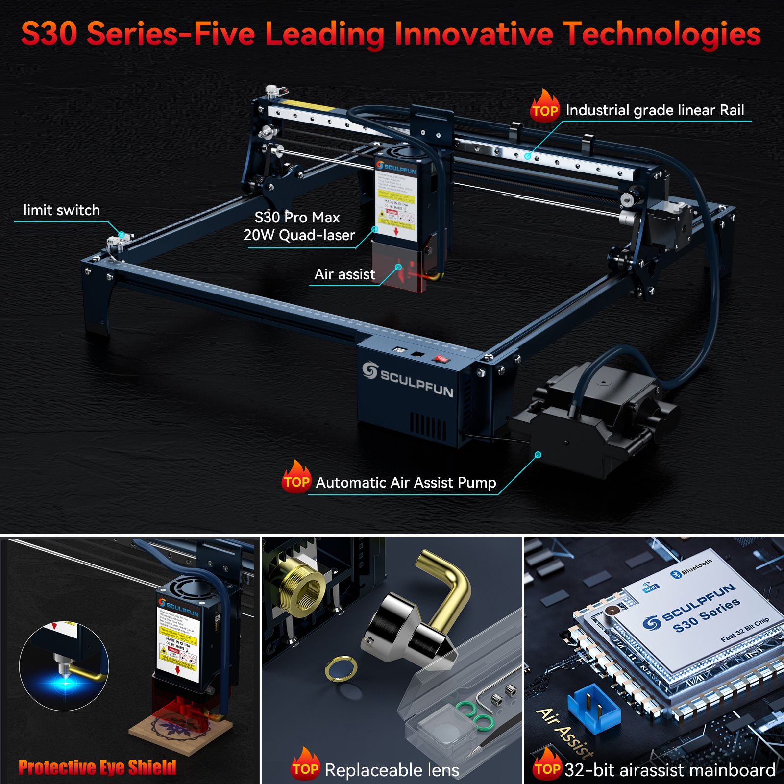 SCULPFUN S30 pro max S30 PRO S - огляд і ціна Laser Marking Machine