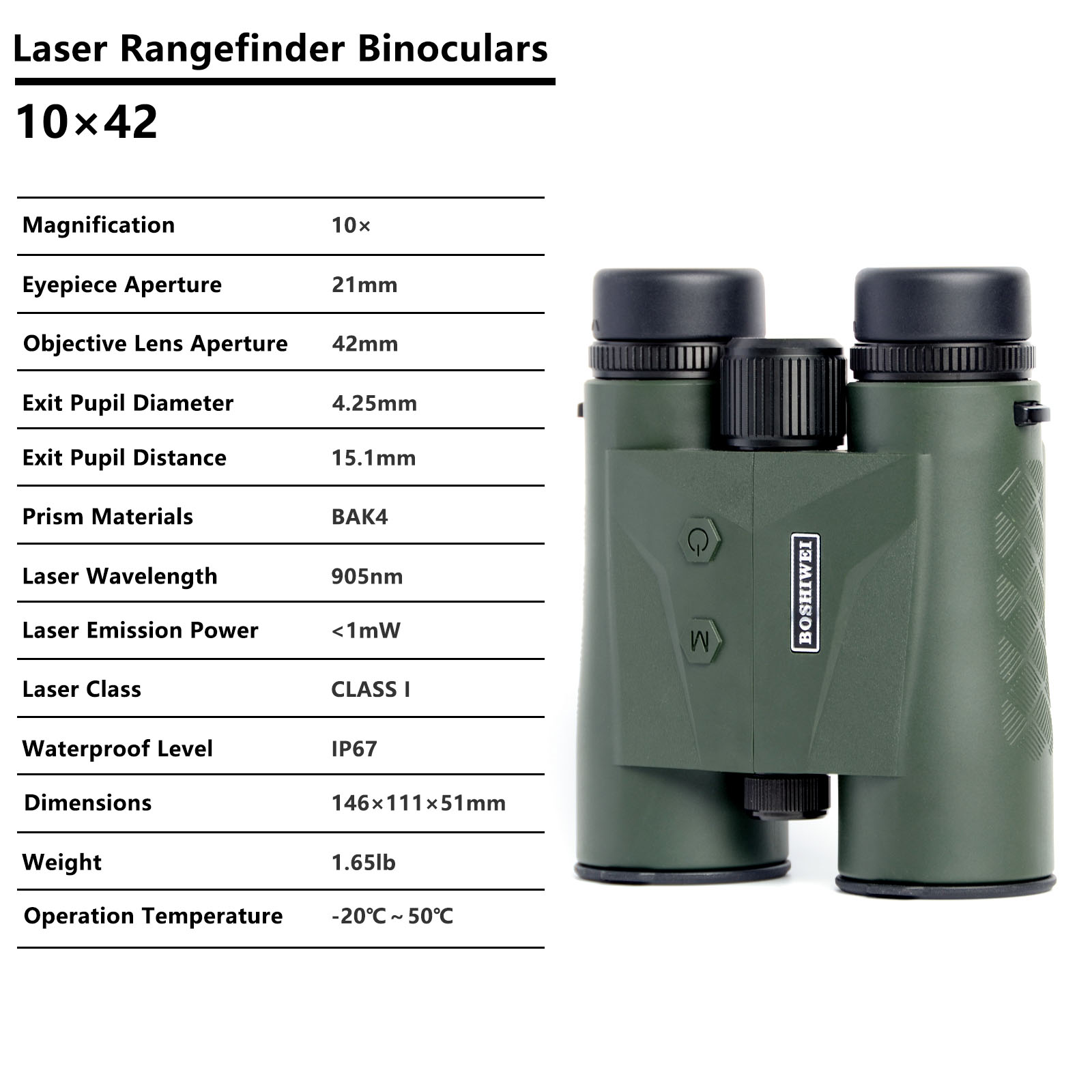 BOSHIWEI 10x42 Laser Rangefind - огляд і ціна Industrial Laser Line